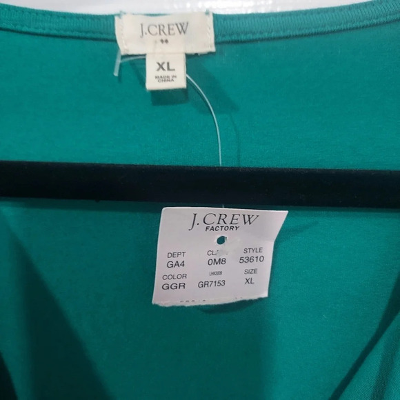 NWOT J. Crew Factory Green Cowl Neck 3/4 Sleeve Dress in Size XL - Picture 2 of 8